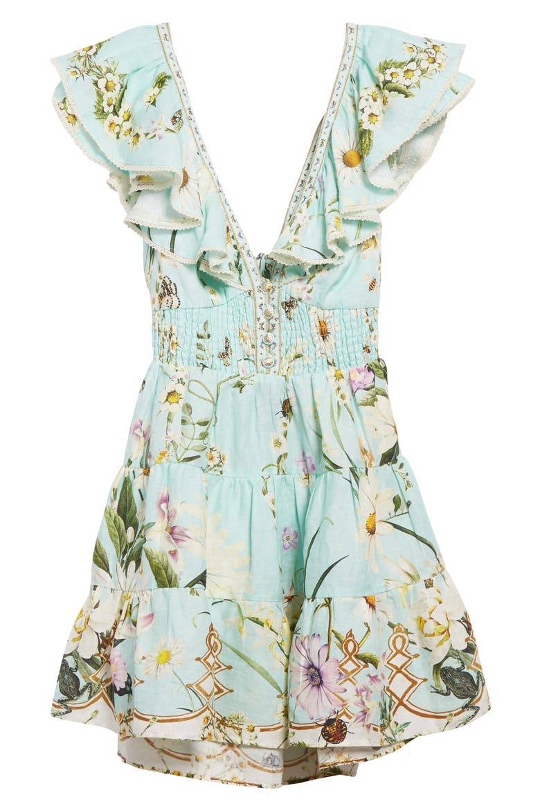 Floral Freefall Tiered Linen Minidress, Alternate, color, FLORAL FREEFALL