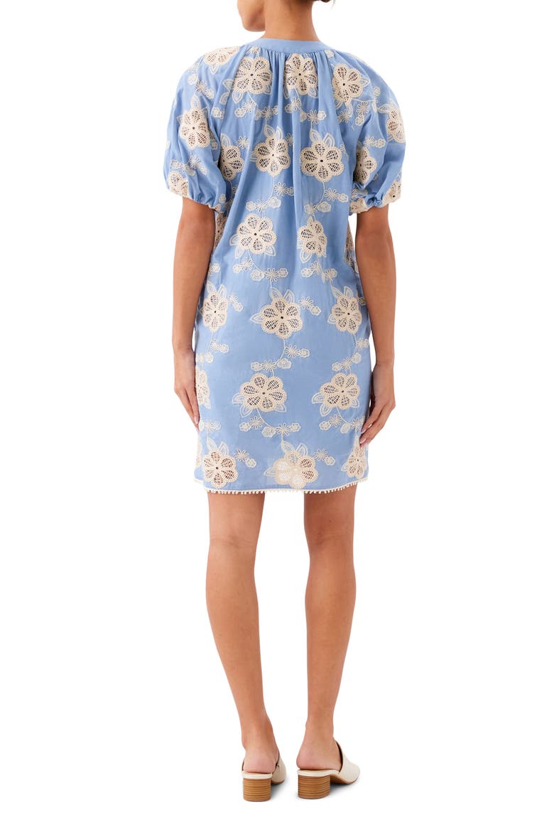 Floral Embroidered Tassel Cotton Dress, Alternate, color, CHAMBRAY/ NATURAL