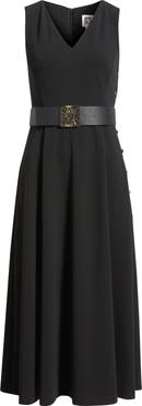 Anne Klein Side Button Cool Crepe Midi Dress