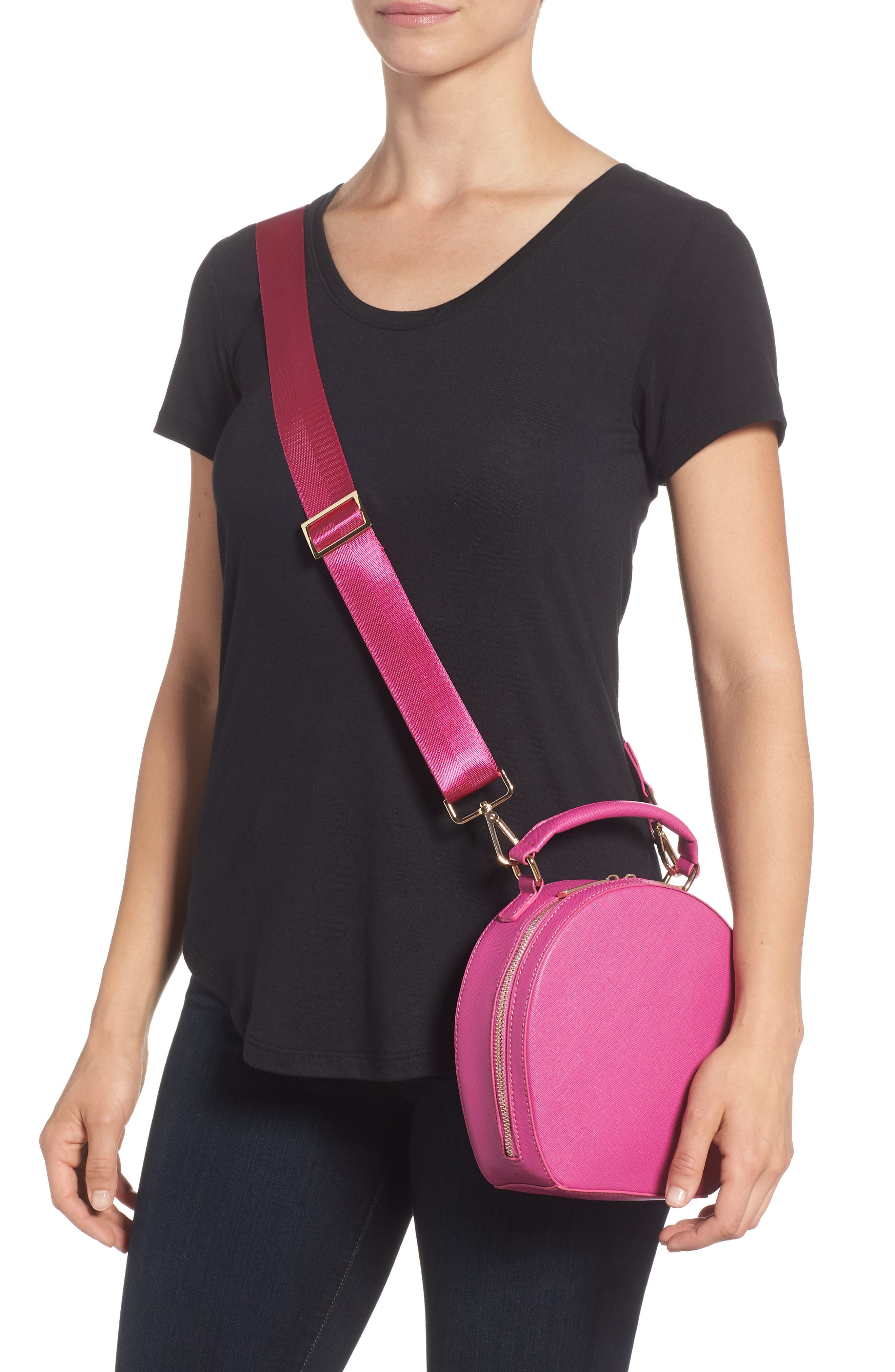 Deux Lux Annabelle Faux Leather Circle Crossbody Bag, Alternate, color, 