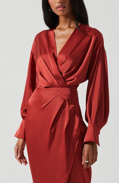 Astr The Label Sadyra Long Sleeve Satin Midi Dress In Multi