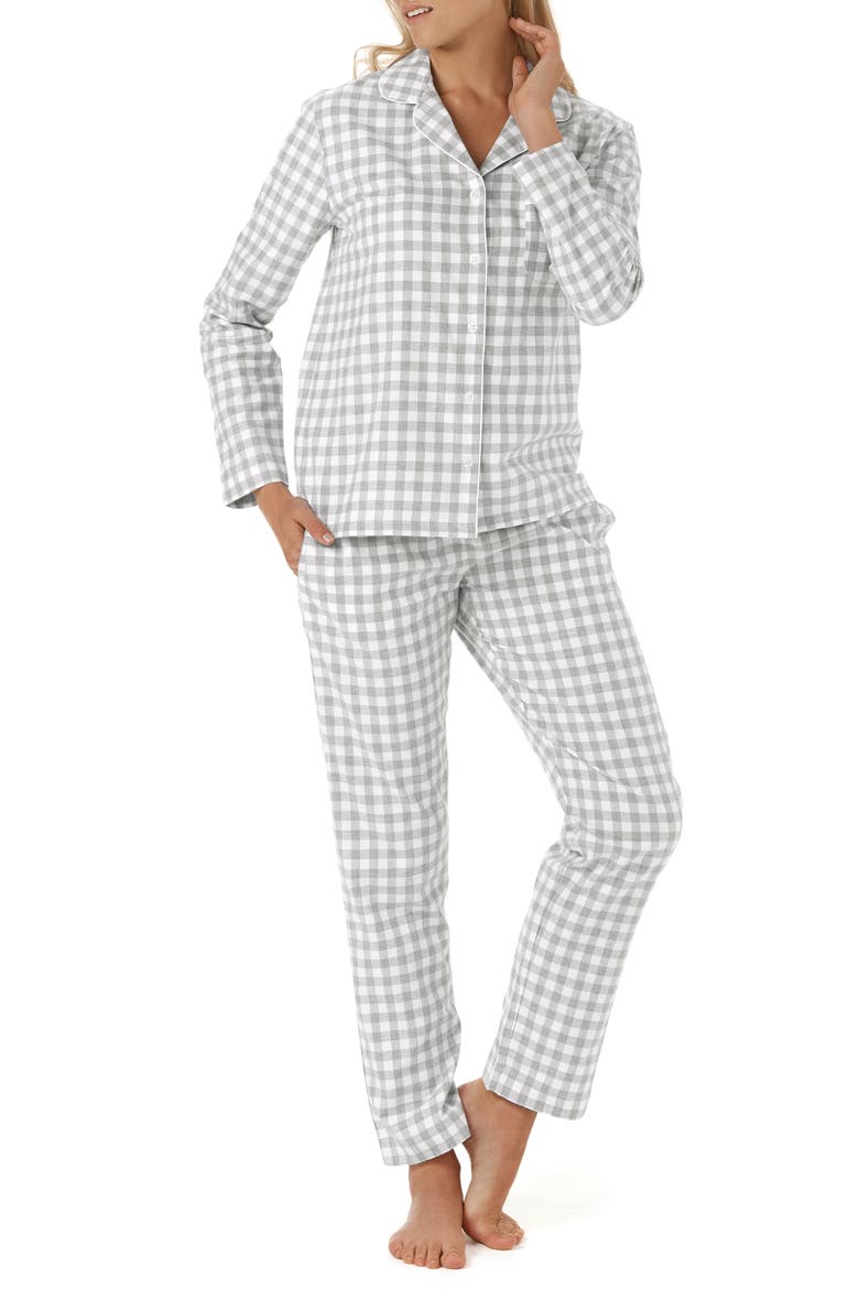 Gingham Check Pajamas, Main, color, GREY/ WHITE GINGHAM