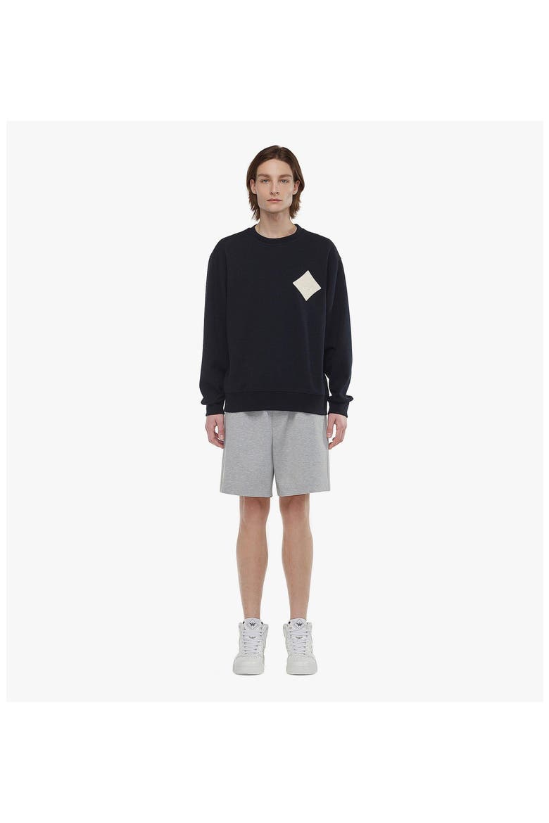 Logo Patch Bouclé Sweatshirt, Alternate, color, Dark Navy