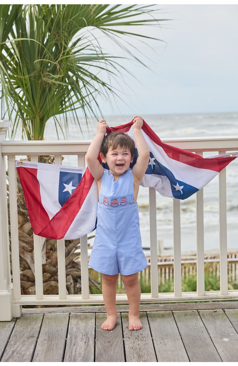 Little English Kids' Gingham Smocked Shortall, Alternate, color, Flags