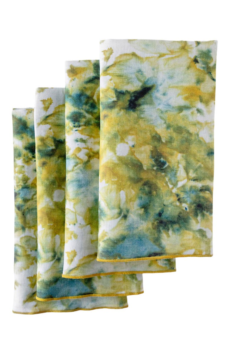 Goldie Home Green Marble Napkin Set of 4, Main, color, Green Marble Gold Trim