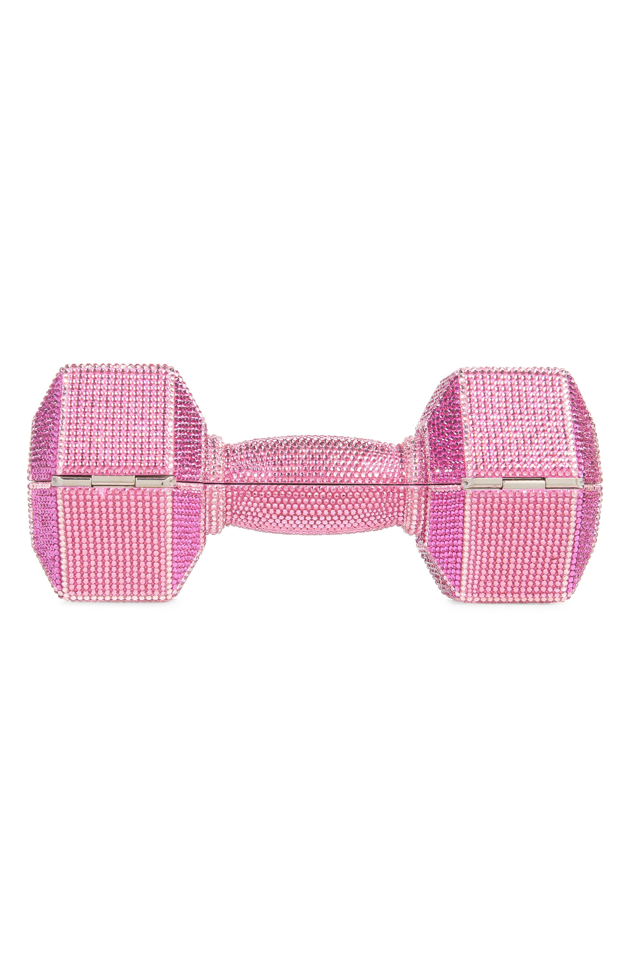 Dumbbell Crystal Clutch, Alternate, color, SILVER ROSE MULTI