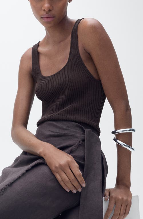 Mango Chunky Rib Sweater Tank In Brown