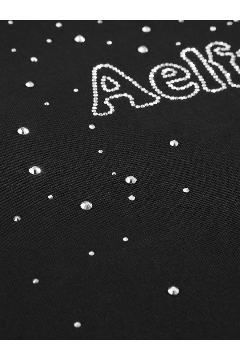 Boxy Rhinestone Star Pullover Hoodie, Alternate, color, Black