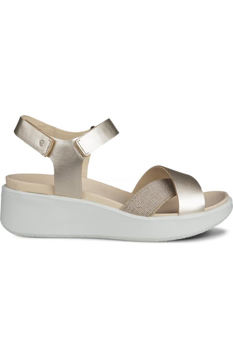 ECCO Flowt Water Resistant Wedge Sandal, Alternate, color, Pure White Gold