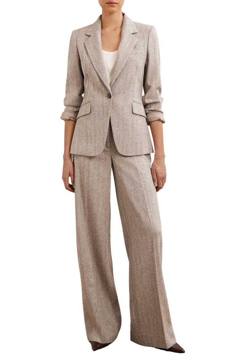 Isla One-Button Herringbone Jacket, Alternate, color, GREY