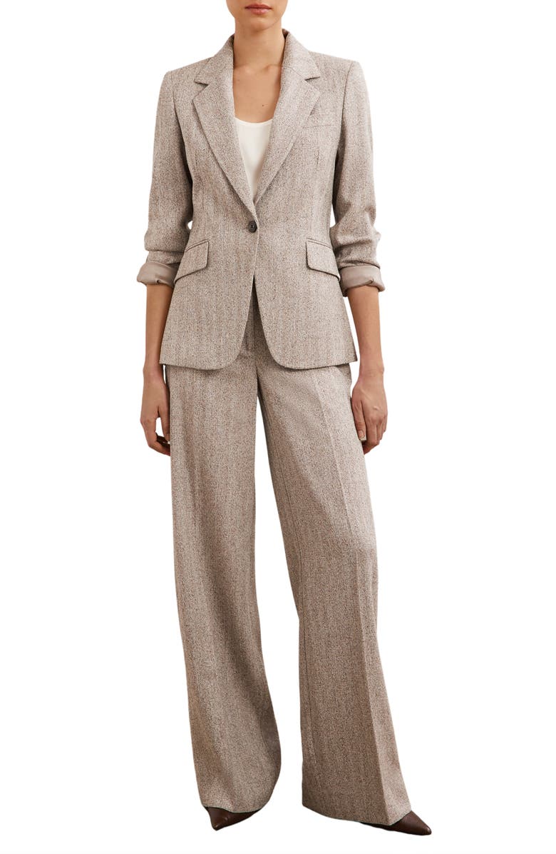 Reiss Isla One-Button Herringbone Jacket, Alternate, color, Grey