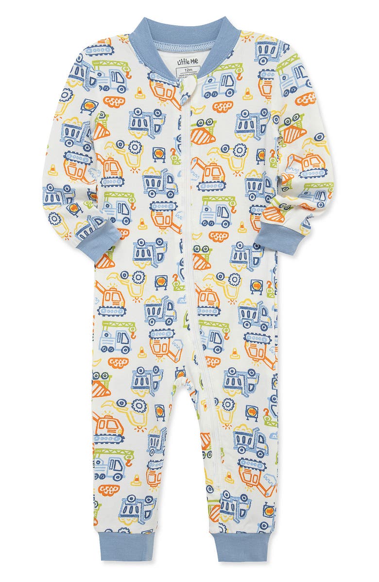 Little Me Construction Zip Stretch Viscose Coverall, Alternate, color, 