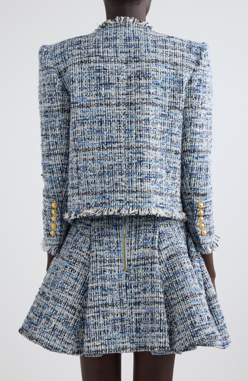 Balmain 'side To Side' Blue Jacket With Peak Revers And Jewel Buttons In Light Blue