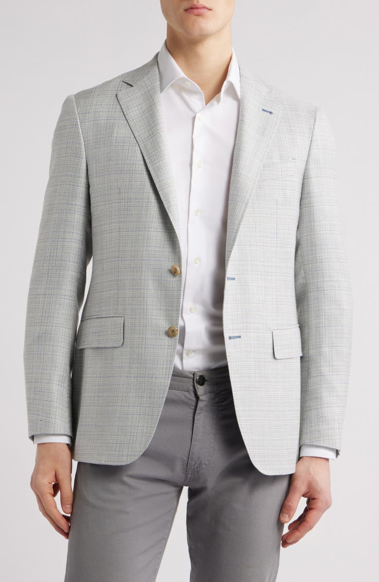 Canali Kei Trim Fit Wool & Silk Blend Melange Sport Coat, Main, color,