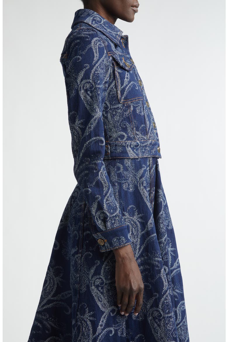Paisley Laser-Etched Denim Jacket, Alternate, color, DARK BLUE