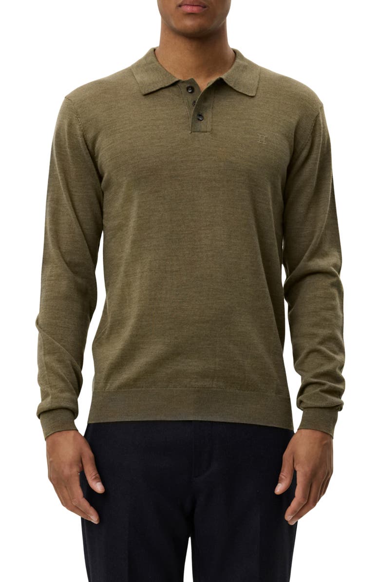 Les Deux Greyson Long Sleeve Wool Polo Sweater, Main, color, Military Olive