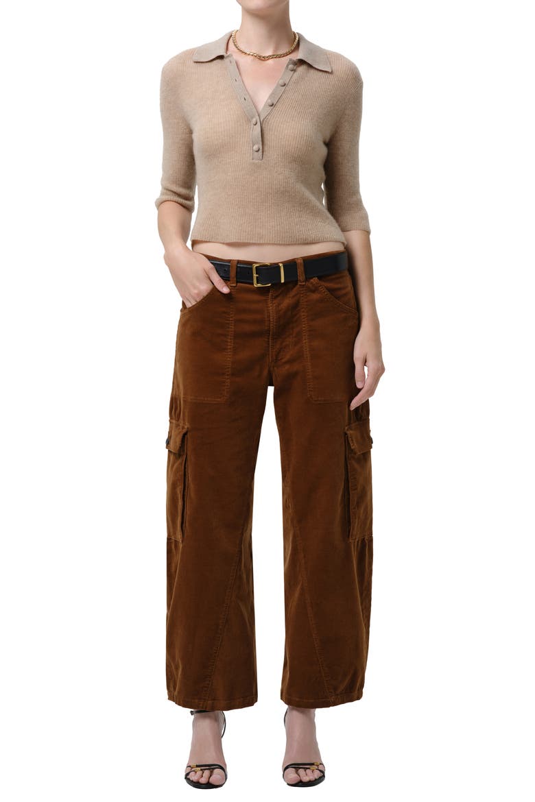 Thassos Twisted Seam Utility Corduroy Wide Leg Pants, Alternate, color, MANUKA BRONZE