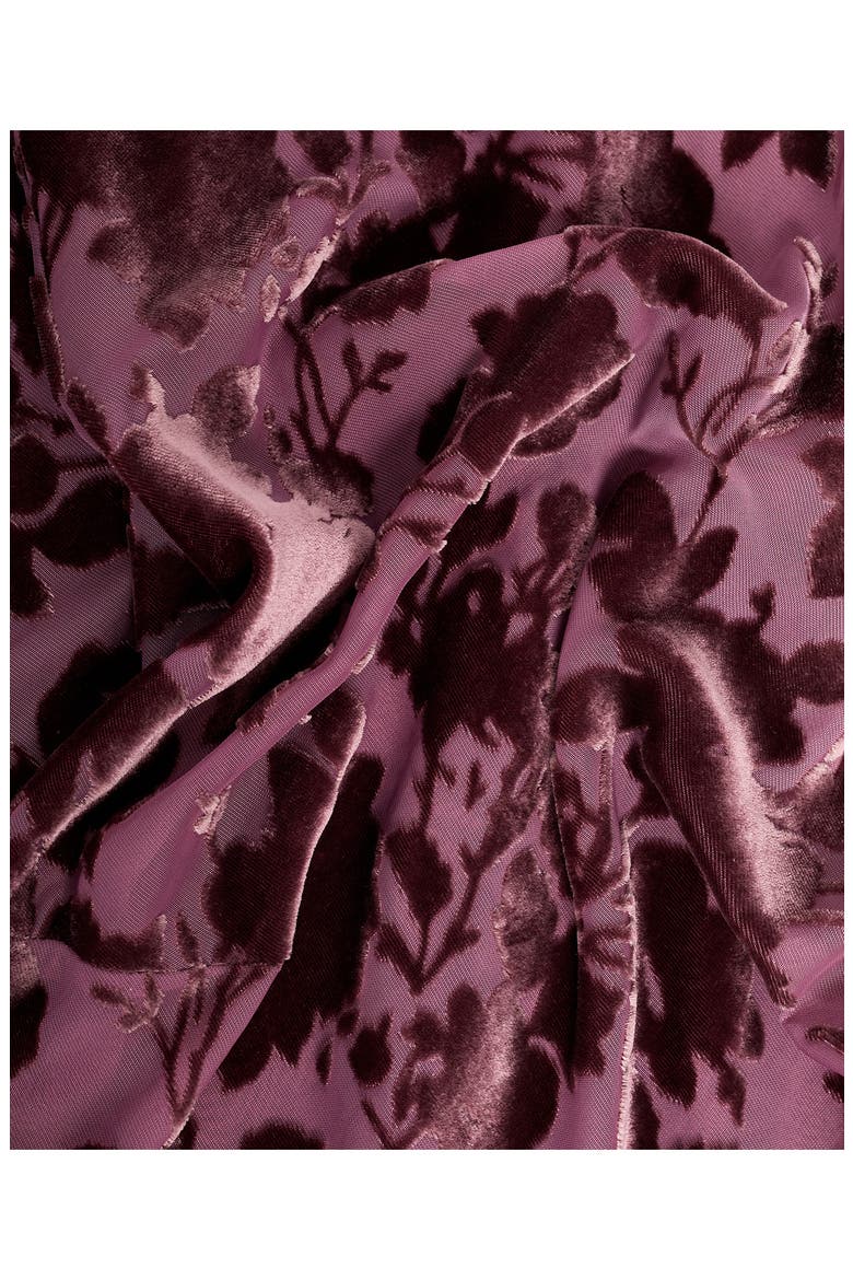 Floral Burnout Velvet Long Sleeve Maxi Dress, Alternate, color, BURGUNDY