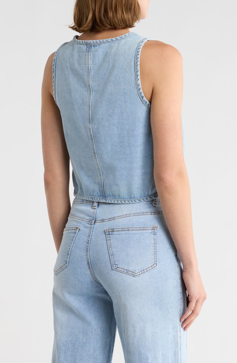 FLYING ANGEL Front Tie Denim Vest, Alternate, color, Light Wash