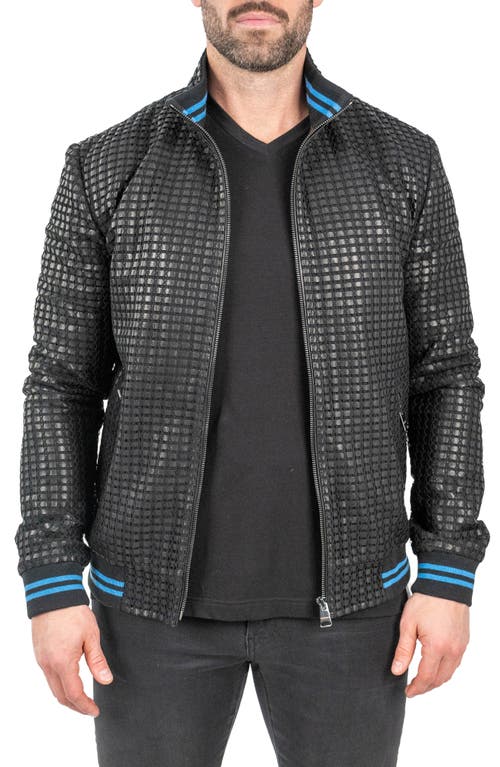 Maceoo Geometric Leather Jacket In Black