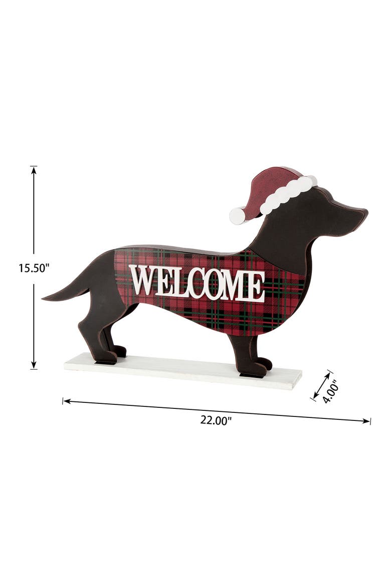 22"L Metal Dachshund Christmas Porch Sign, Alternate, color, Black