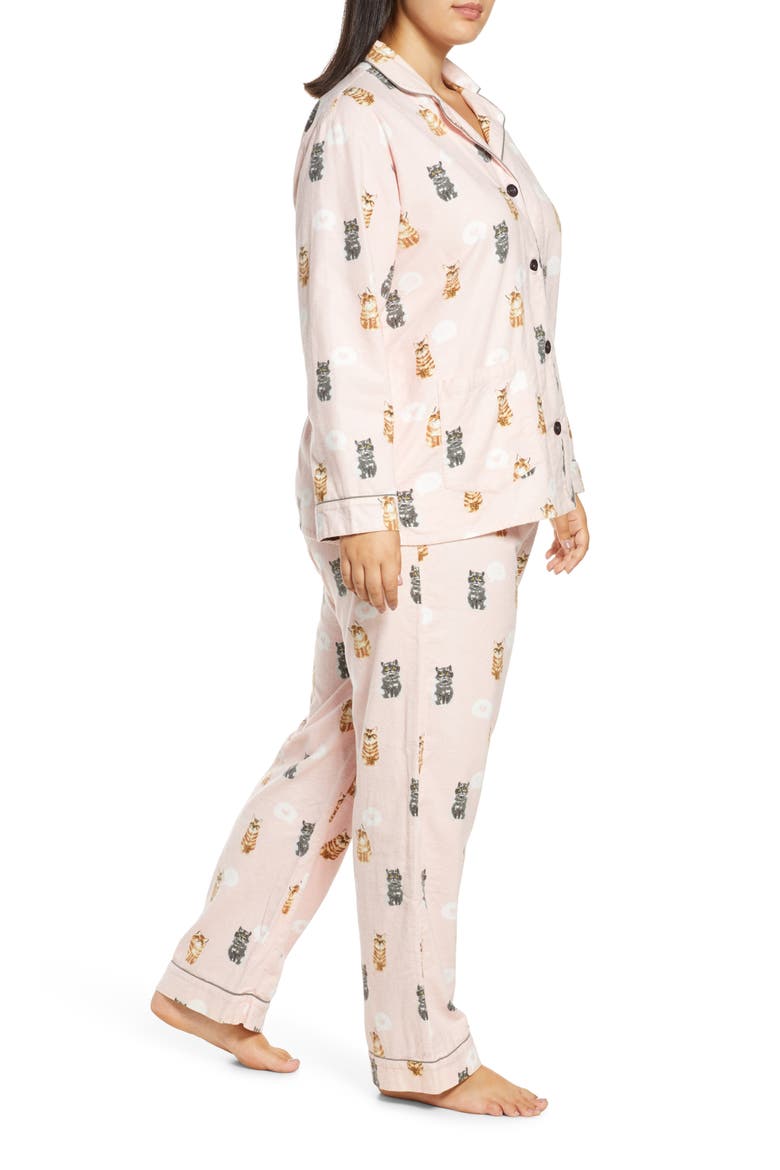 Print Flannel Pajamas, Alternate, color, BLUSH