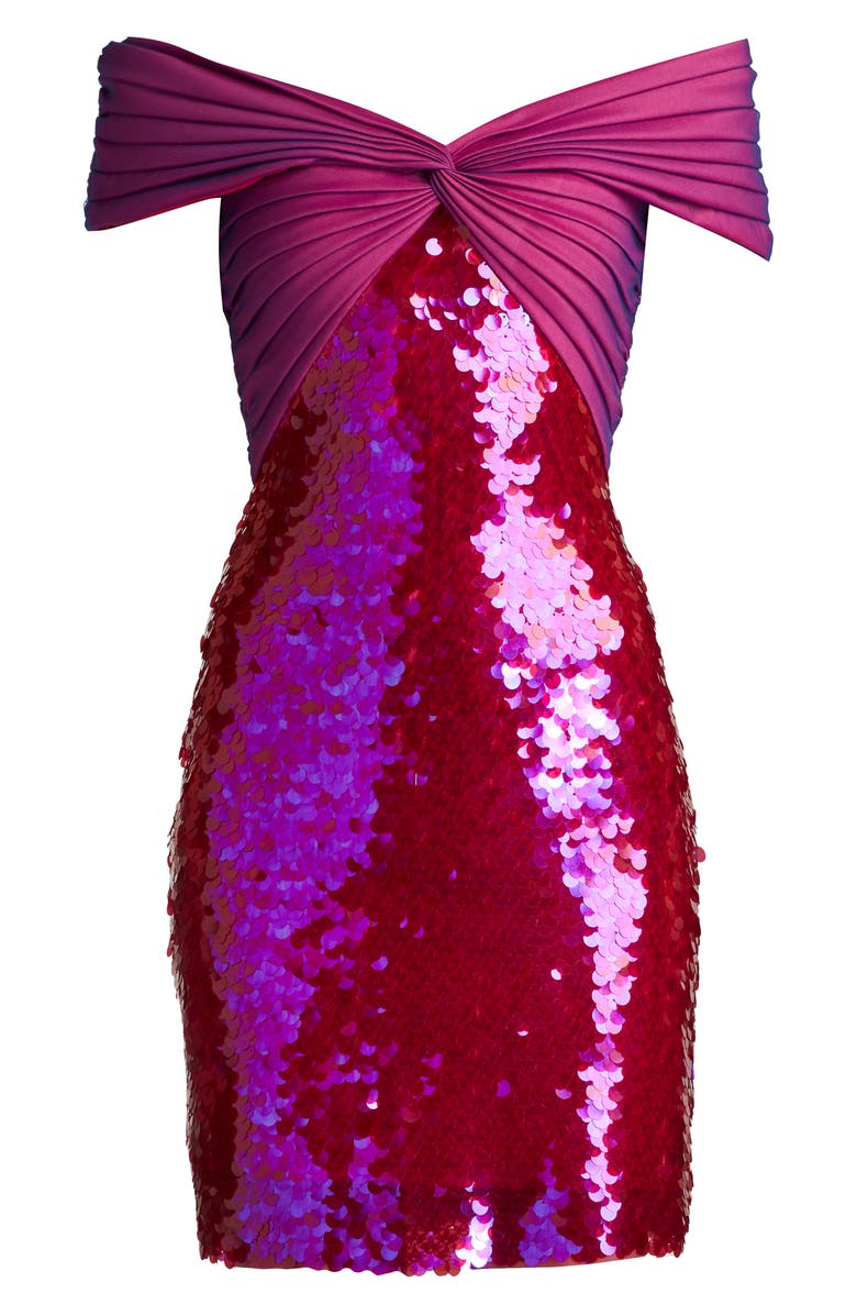 SHO by Tadashi Shoji Off the Shoulder Sequin Paillette Cocktail Dress, Alternate, color,