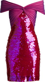 SHO by Tadashi Shoji Off the Shoulder Sequin Paillette Cocktail Dress