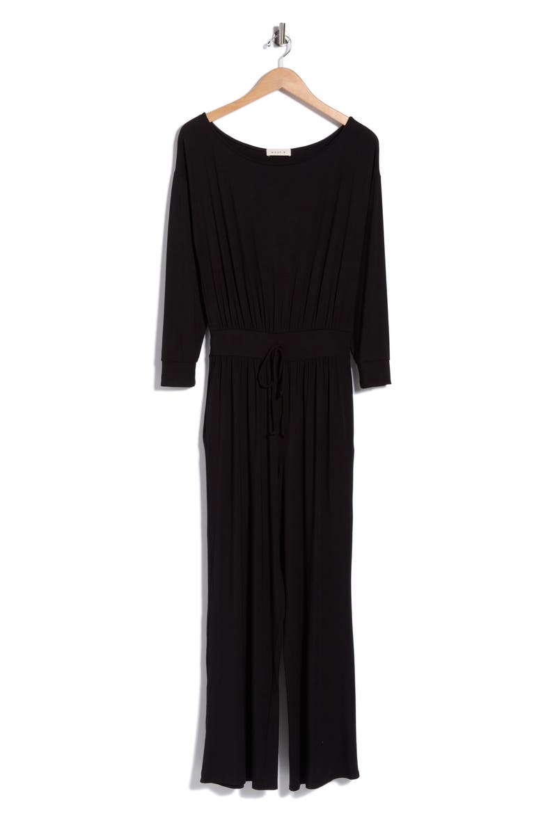Long Sleeve Wide Leg Jumpsuit, Alternate, color, BLACK