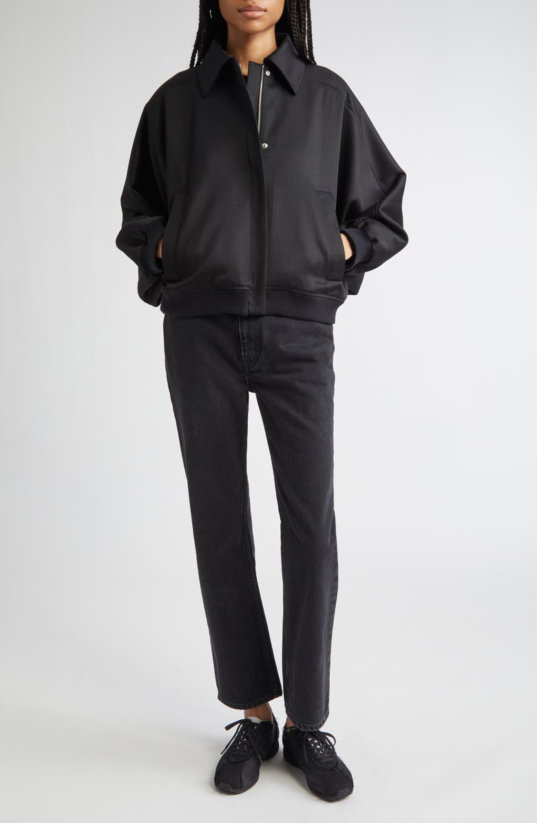 LOULOU DE SAISON Frost Batwing Sleeve Wool Blend Bomber Jacket, Alternate, color, Black