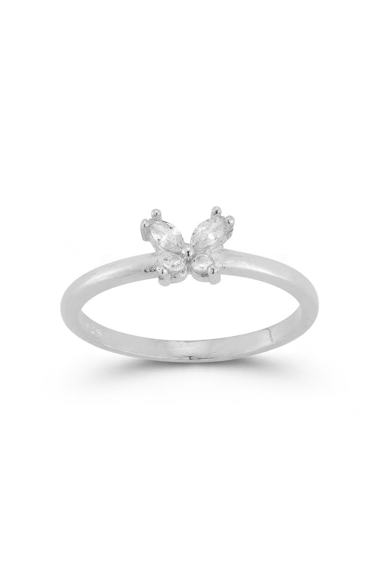 Cubic Zirconia Butterfly Ring, Alternate, color, SILVER