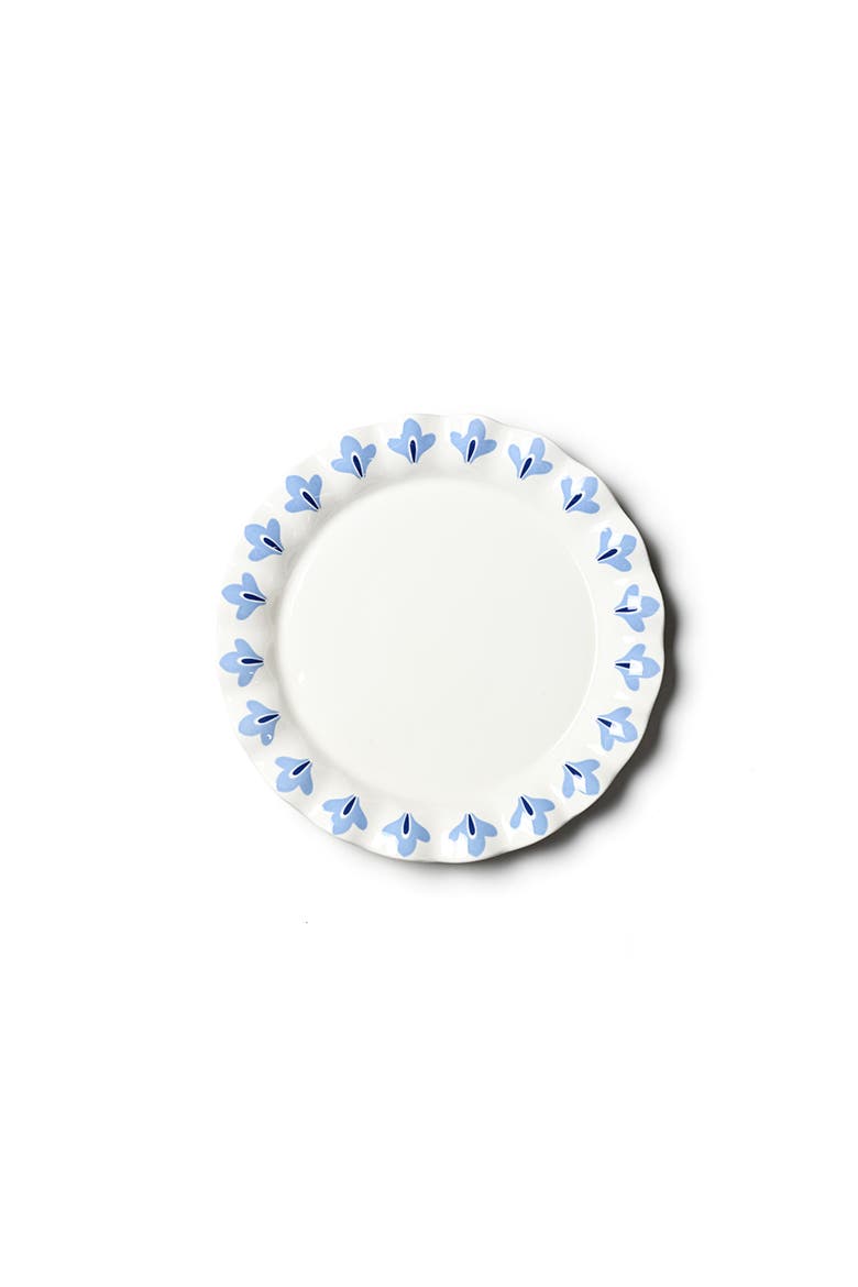 French Blue Sprout Trim Ruffle Round Platter, Main, color, Blue