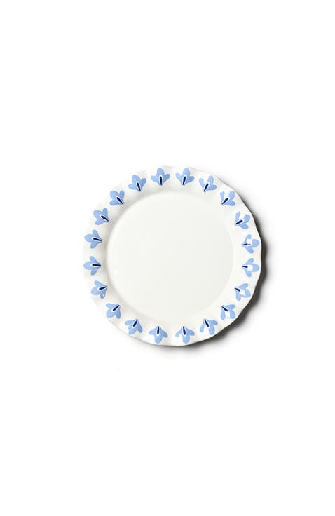 French Blue Sprout Trim Ruffle Round Platter