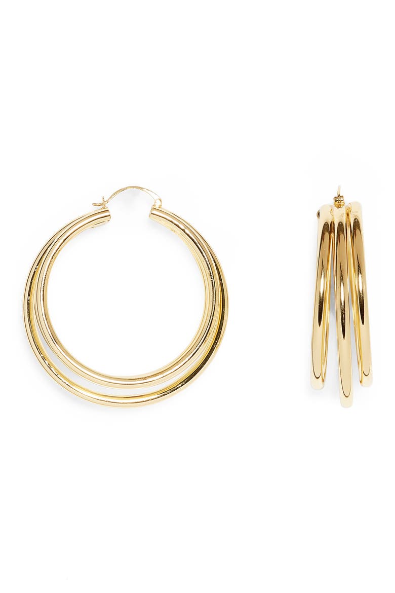 Multi Row Hoop Earrings, Alternate, color, GOLD