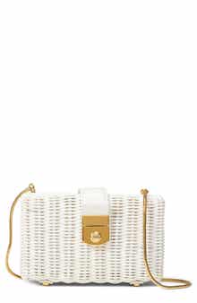 Veronica Beard Lock Rattan Box Clutch