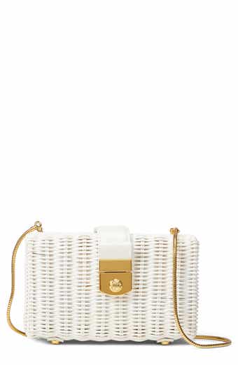 Veronica Beard Lock Rattan Box Clutch