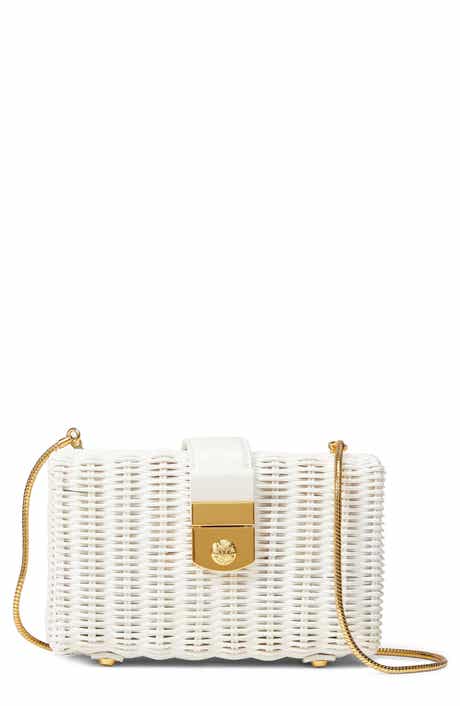 Veronica Beard Lock Rattan Box Clutch