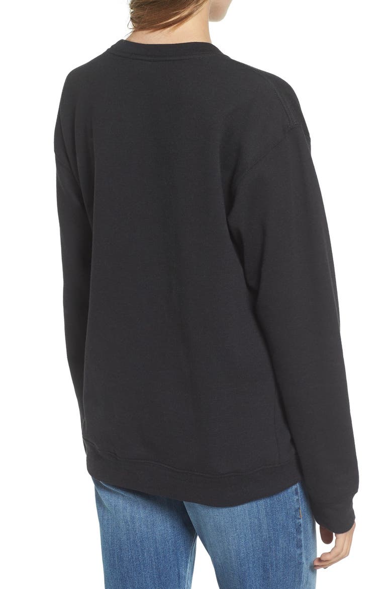 'Happy Camper' Graphic Sweatshirt, Alternate, color, BLACK