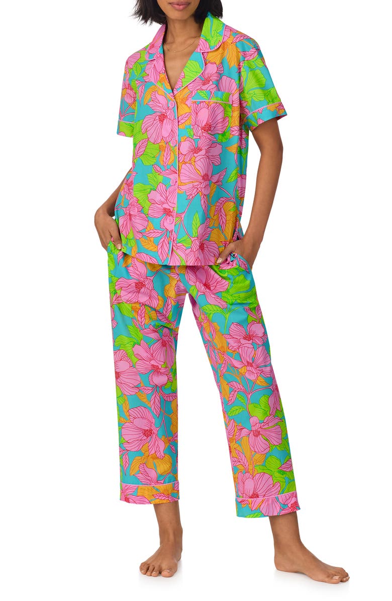 BedHead Pajamas x Trina Turk Print Crop Organic Cotton Pajamas, Main, color, 