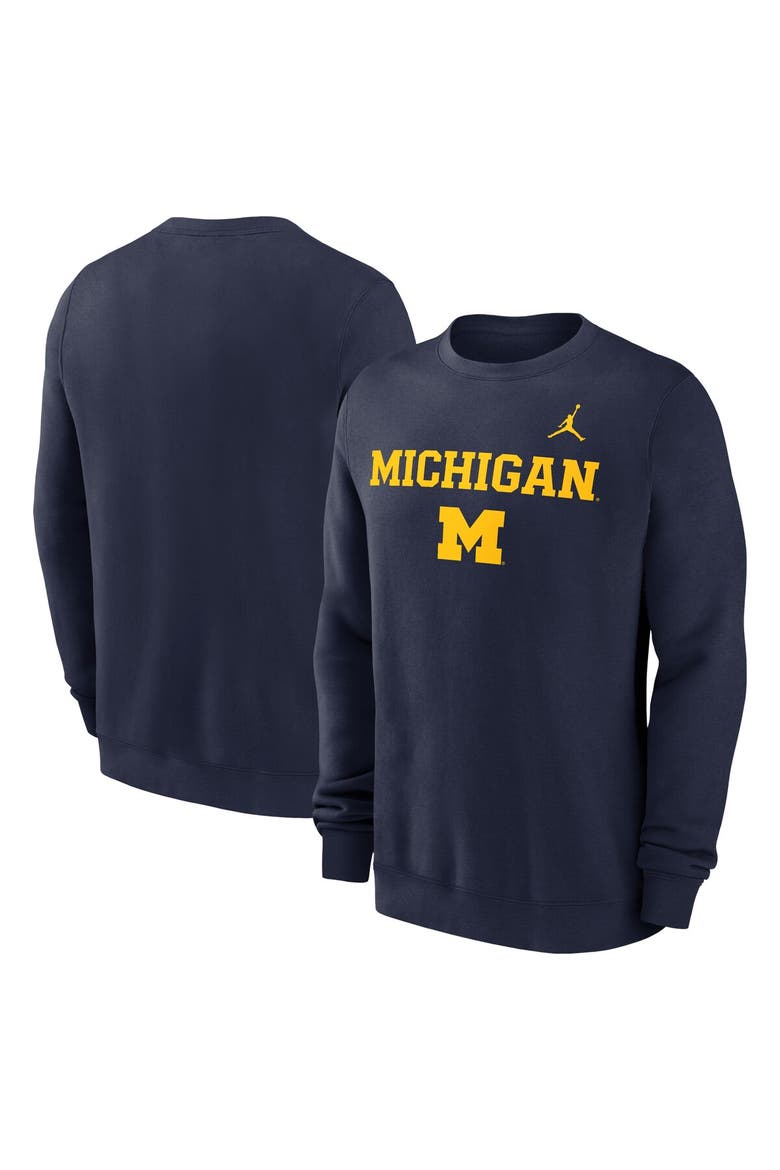 Men's Jordan Brand Navy Michigan Wolverines Primetime Primary Stack Pullover Sweatshirt, Main, color, Navy