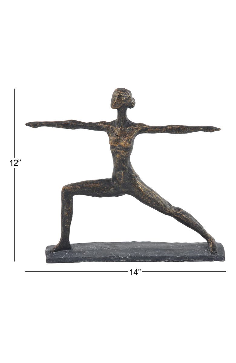 WILLOW ROW Brasstone Polystone Modern Yoga Sculpture, Alternate, color, 