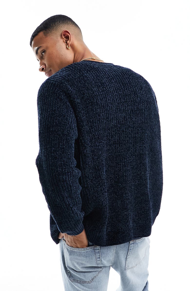 ASOS DESIGN Relaxed V-Neck Chenille Cardigan, Alternate, color, 