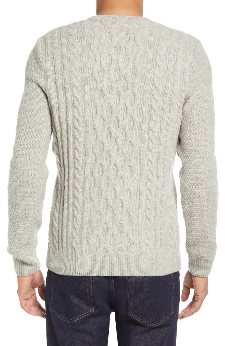 Barbour Essential Chunky Cable Crewneck Wool Blend Sweater, Alternate, color, 
