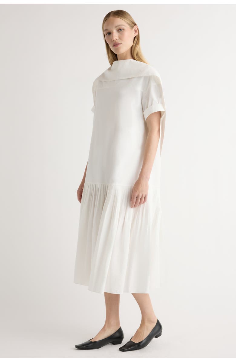 Modern Citizen Babba Shirred Scarf-Neck Dress, Alternate, color, White