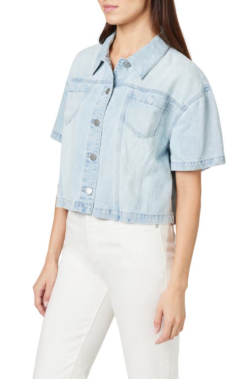 Habitual Oversize Short Sleeve Crop Denim Shirt In Blue