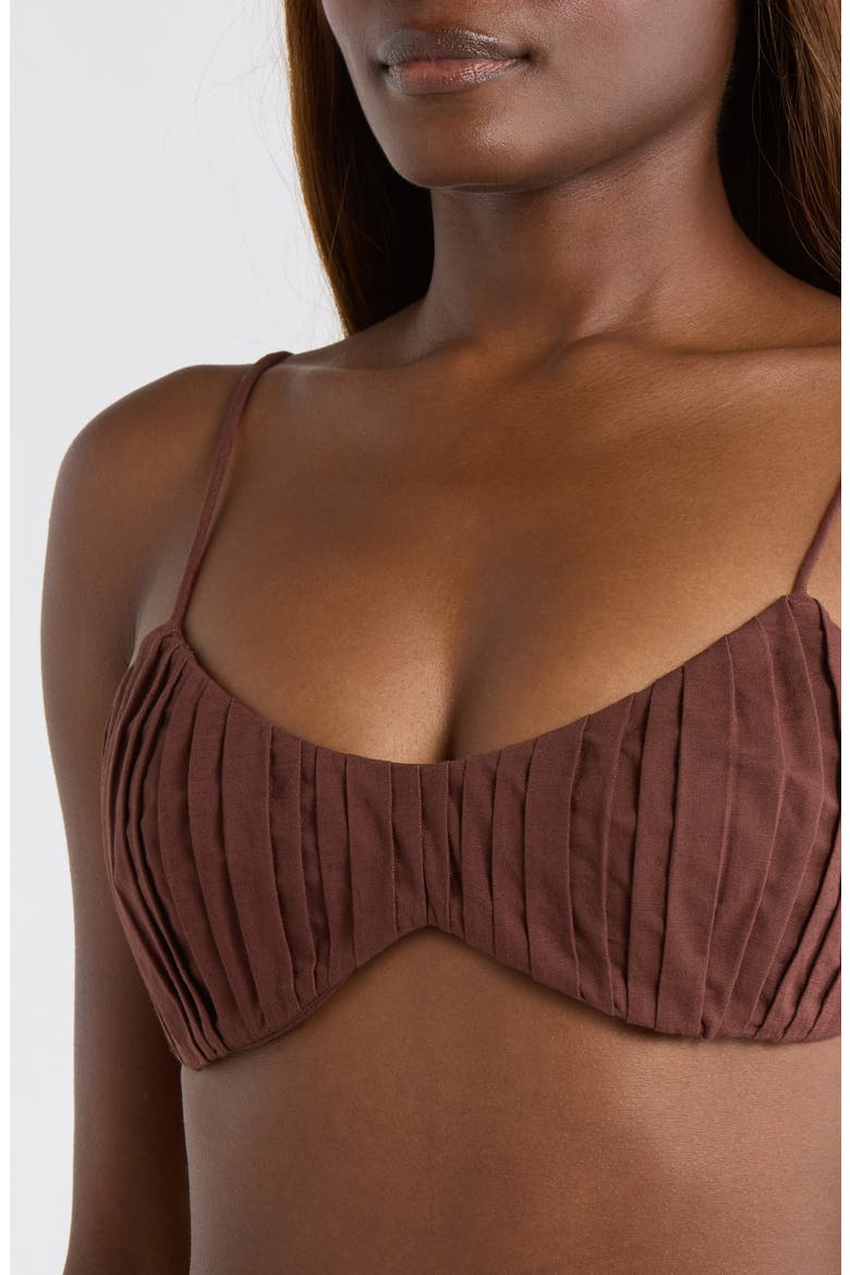 Ruched Bralette Undewire Bikini Top, Alternate, color, COCO
