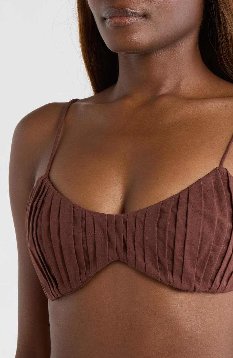 Kulani Kinis Ruched Bralette Undewire Bikini Top, Alternate, color, Coco