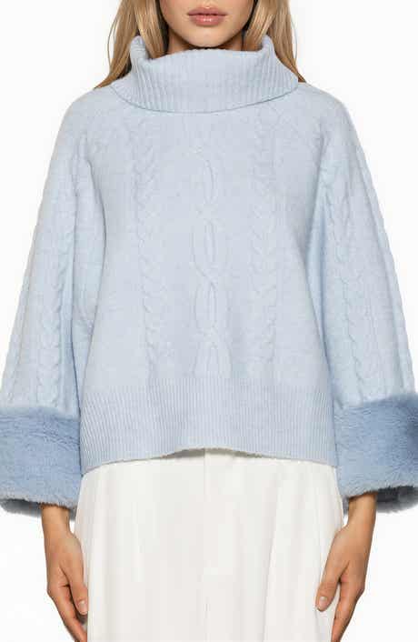 Sarah Faux Fur Cuff Cable Knit Sweater