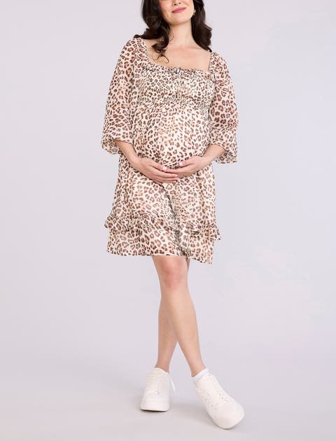 Smocked Babydoll Long Sleeve Mini Dress