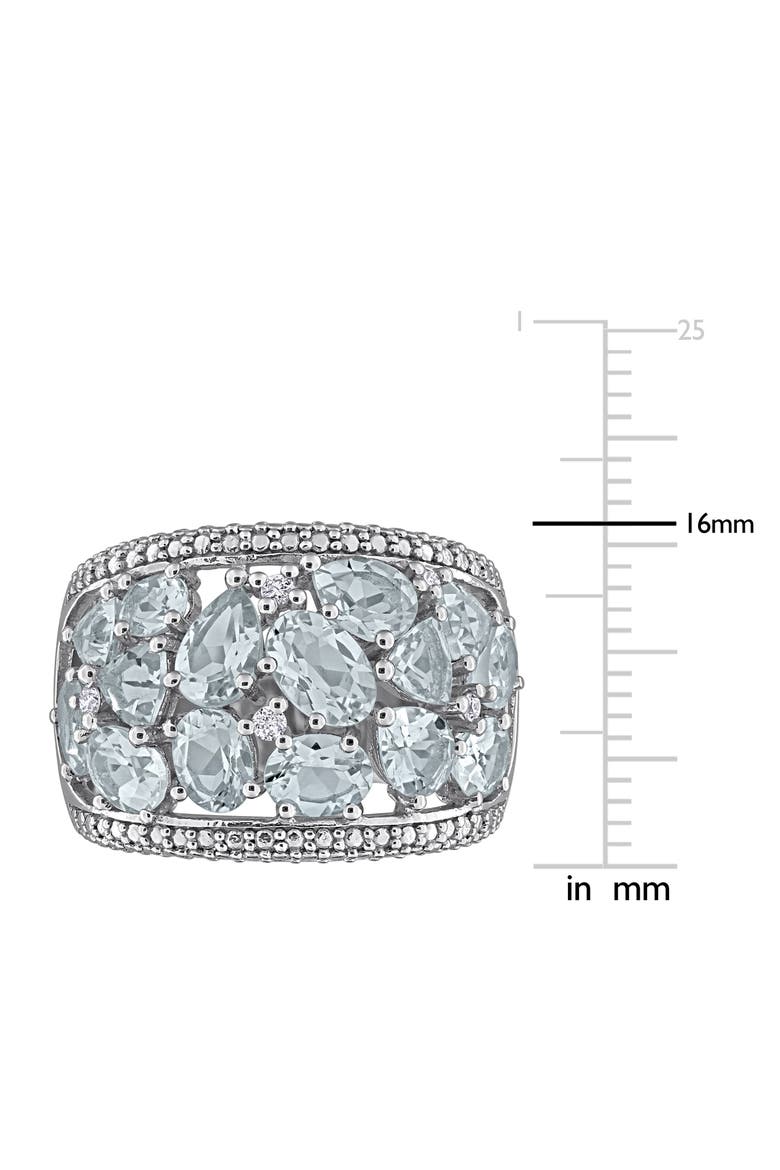 Sterling Silver Aquamarine and Diamond Statement Ring, Alternate, color, BLUE